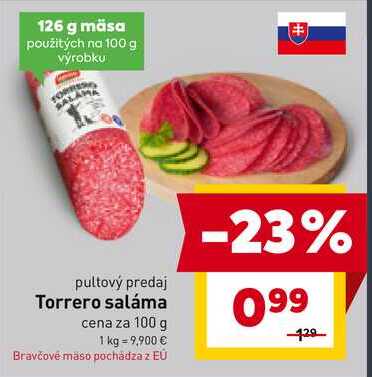 Torrero saláma cena za 100 g 