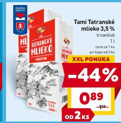 Tami Tatranské mlieko 3,5% trvanlivé 1l