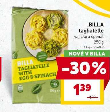 BILLA tagliatelle vajíčko a špenát 250 g