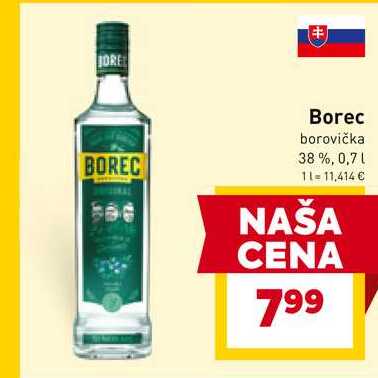 Borec borovička 38%, 0,7 l v akcii