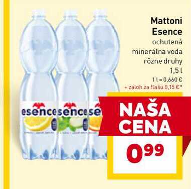 Mattoni Esence ochutená minerálna voda rôzne druhy 1,5l v akcii
