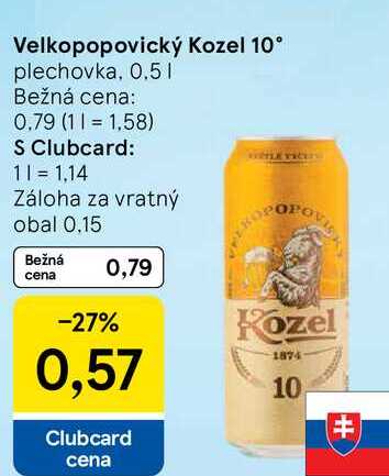 Velkopopovický Kozel 10°, 0,5 l