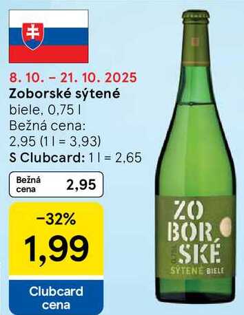 Zoborské sýtené, 0,75l