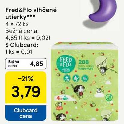 Fred & Flo vlhčené utierky, 4x 72 ks
