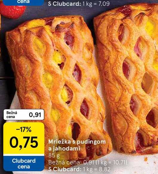 Mriežka s pudingom a jahodami, 85 g
