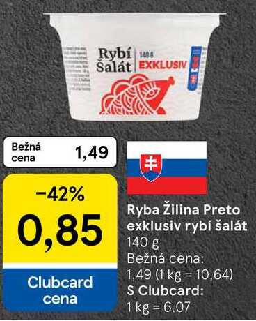 Ryba Žilina Preto exklusiv rybí šalát, 140 g 