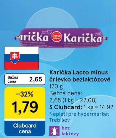 Karička Lacto minus črievko bezlaktózové, 120 g
