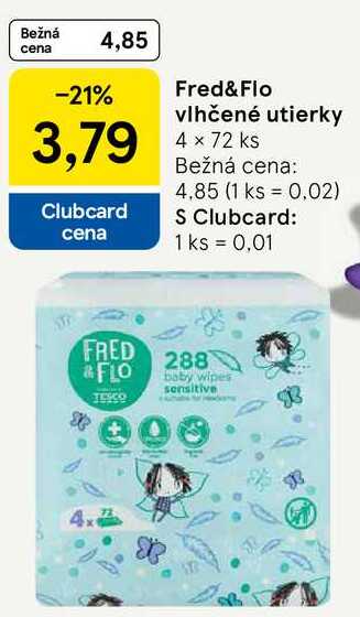 Fred&Flo vlhčené utierky, 4x 72 ks 