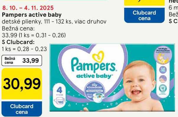 Pampers active baby, 111 - 132 ks