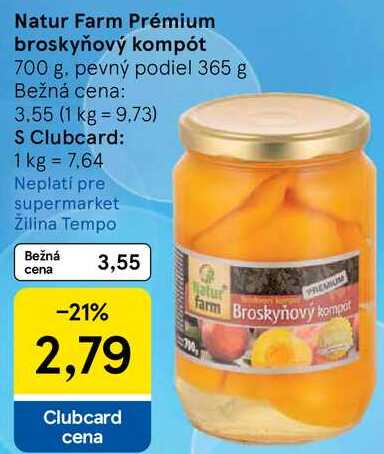 Natur Farm Prémium broskyňový kompót, 700 g