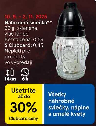 Náhrobná sviečka, 30 g