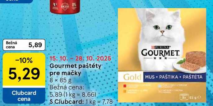 Gourmet paštéty pre mačky, 8x 85 g