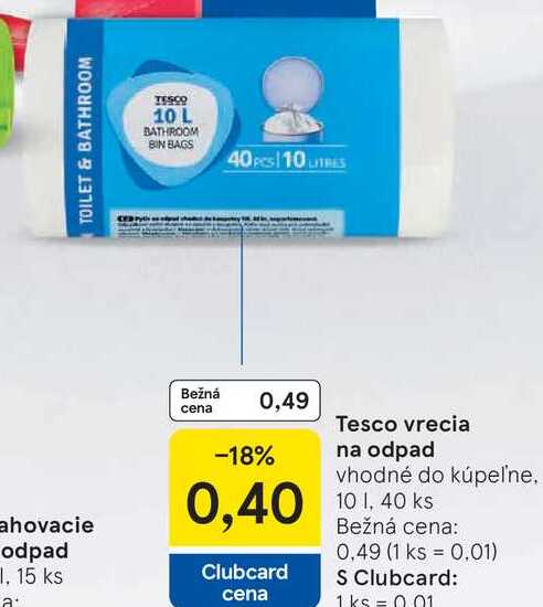 Tesco vrecia na odpad 10 l, 40 ks