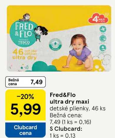 Fred&Flo ultra dry maxi, 46 ks 
