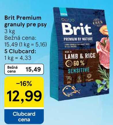 Brit Premium granuly pre psy, 3 kg