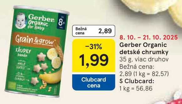 Gerber Organic detské chrumky, 35 g