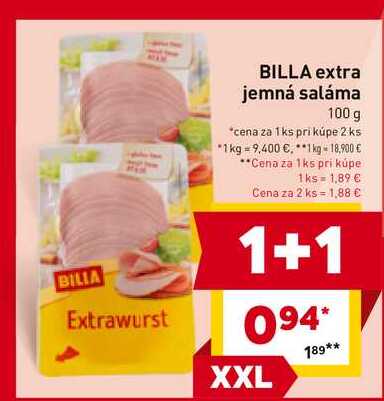 BILLA extra jemná saláma 100 g 