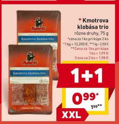 Kmotrova klobása trio rôzne druhy, 75 g 