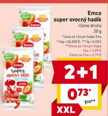 Emco super ovocný hadík rôzne druhy 20 g