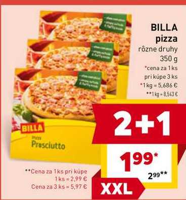 BILLA pizza rôzne druhy 350 g 