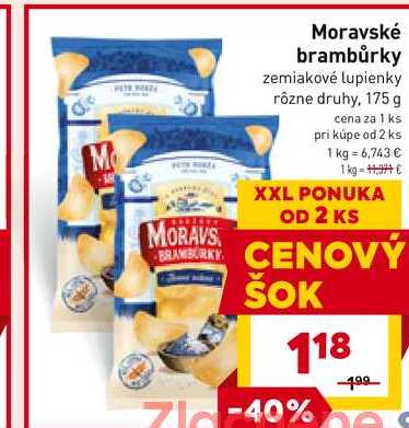 Moravské brambůrky zemiakové lupienky rôzne druhy, 175 g 