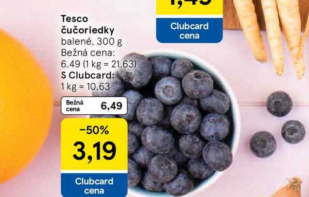 Tesco čučoriedky balené, 300 g 
