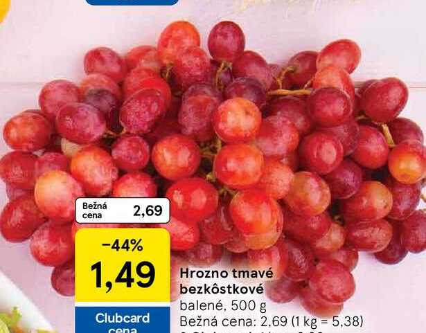 Hrozno tmavé bezkôstkové balené, 500 g 