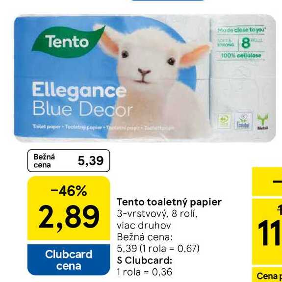 Tento toaletný papier 3-vrstvový, 8 rolí, viac druhov 