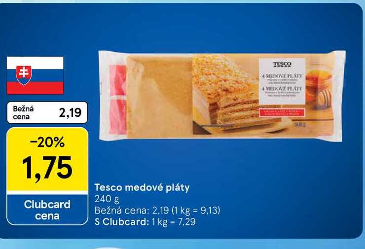 Tesco medové pláty 240 g