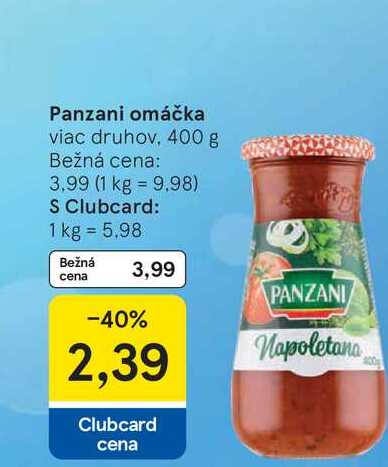 Panzani omáčka viac druhov, 400 g