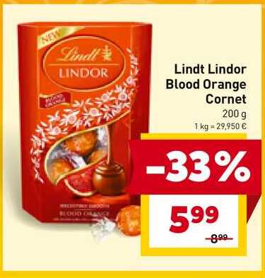 Lindt Lindor Blood Orange Cornet 200 g