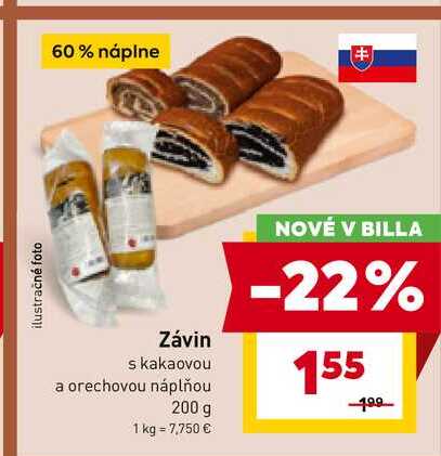 Závin s kakaovou a orechovou náplňou 200 g 