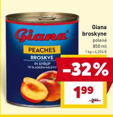 Giana broskyne polené 850 ml 