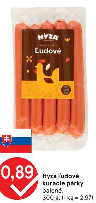 Hyza l'udové kuracie párky, 300 g