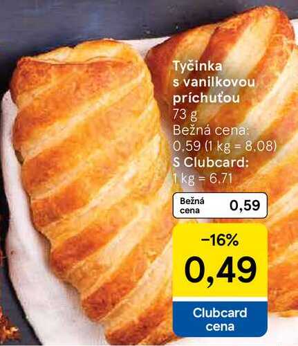 Tyčinka s vanilkovou príchuťou, 73 g