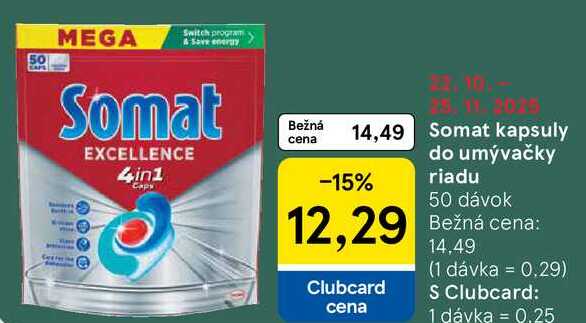 Somat 5kapsuly do umývačky riadu, 50 dávek