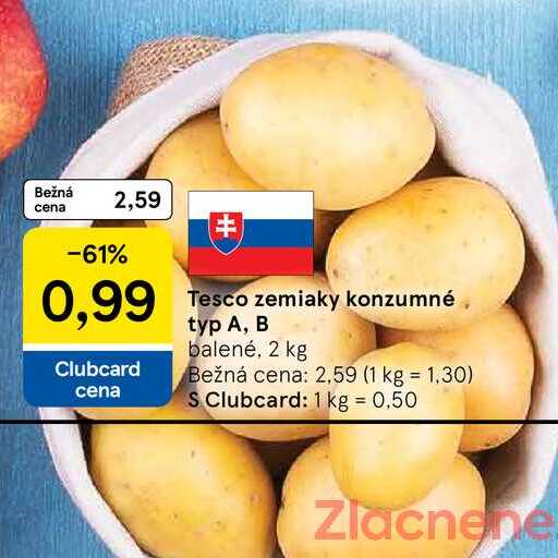 Tesco zemiaky konzumné typ A, B balené, 2 kg