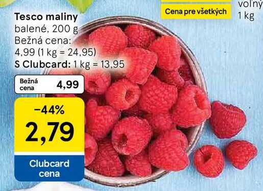 Tesco maliny balené, 200 g