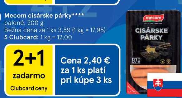 Mecom cisárske párky balené, 200 g