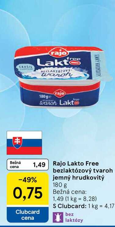Rajo Lakto Free bezlaktózový tvaroh jemný hrudkovitý 180 g
