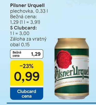 Pilsner Urquell plechovka, 0,33 l