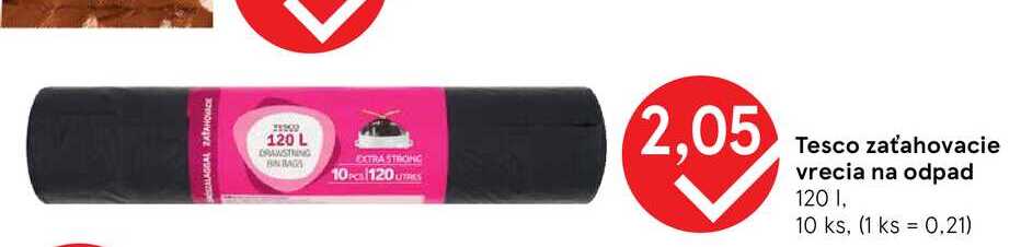 Tesco zaťahovacie vrecia na odpad 120 I 10 ks