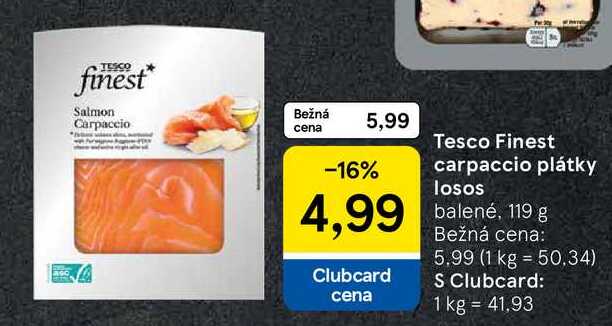 Tesco Finest carpaccio plátky losos balené, 119 g