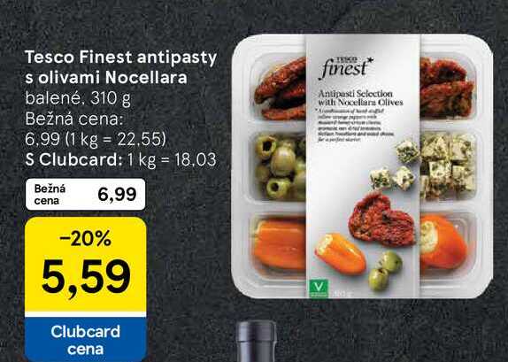 Tesco Finest antipasty s olivami Nocellara balené, 310 g