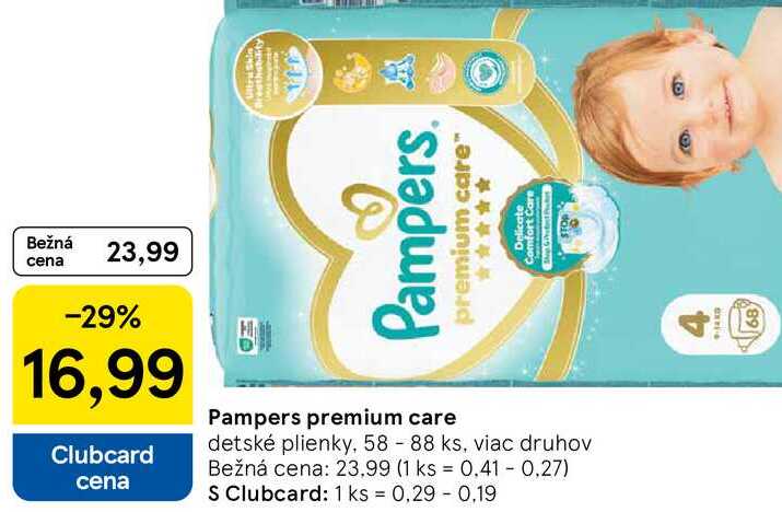 Pampers premium care detské plienky, 58-88 ks, viac druhov