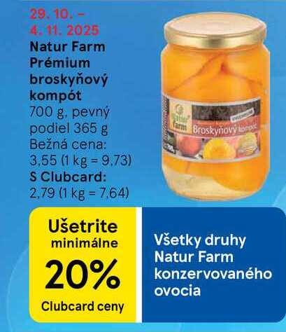 Natur Farm Prémium broskyňový kompót 700 g