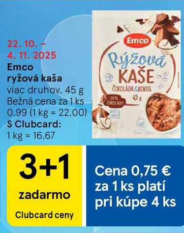 Emco ryžová kaša viac druhov, 45 g
