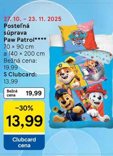 Posteľná súprava Paw Patrol 70 x 90 cm a 140 x 200 cm