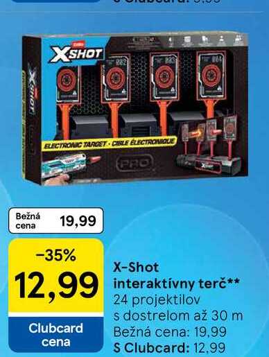 XSHOT 223 064 SHOT odst ELECTRONIC TARGET-CIBLE ELECTRONIQUE PRO Bežná cena 19,99 -35% X-Shot 12,99 interaktívny terč** Clubcard cena 24 projektilov s dostrelom až 30 m Bežná cena: 19,99 S Clubcard: 12,99