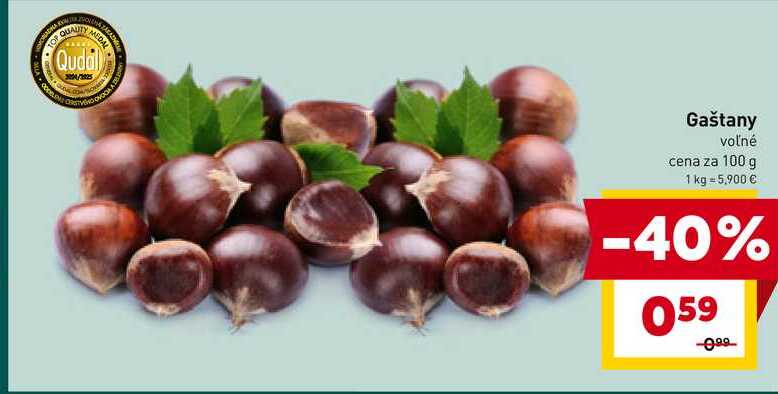 Gaštany voľné cena za 100 g 